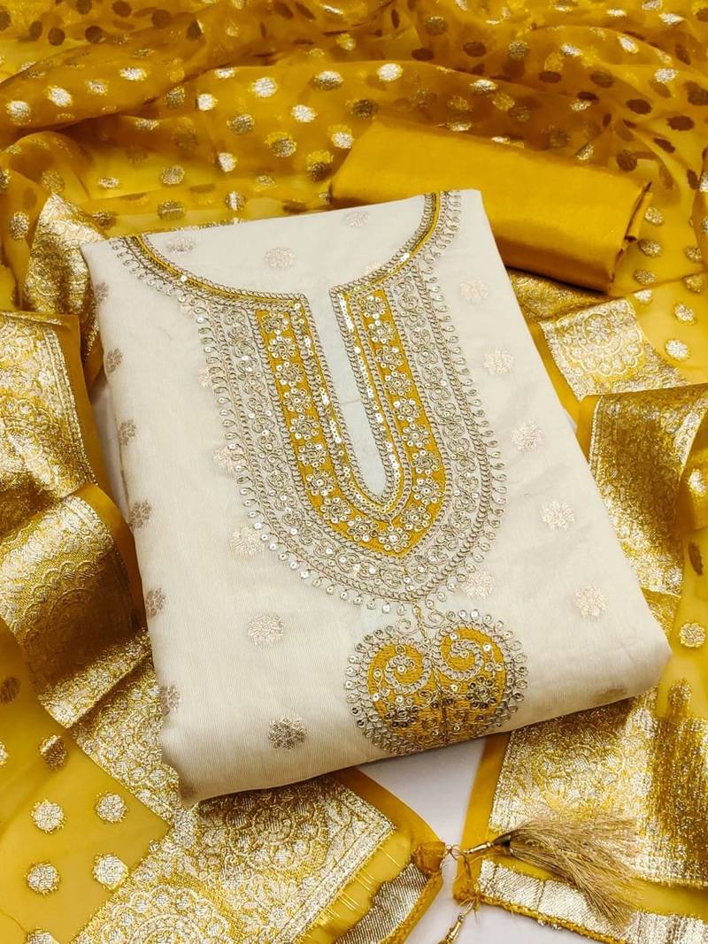 Embroidered Unstitched Dress Material