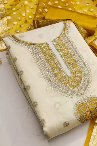 Embroidered Unstitched Dress Material
