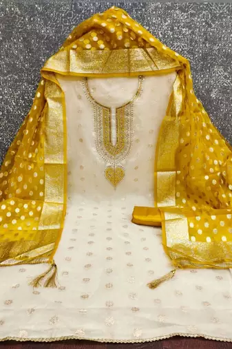 Embroidered Unstitched Dress Material