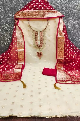 Embroidered Pure Cotton Unstitched Dress Material