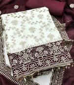 Women Silk Blend Embroidered Dress Material