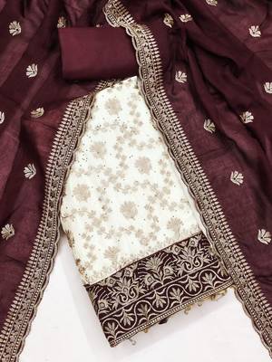 Women Silk Blend Embroidered Dress Material 2