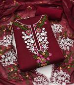 Floral Embroidered Chanderi Unstitched Dress Material