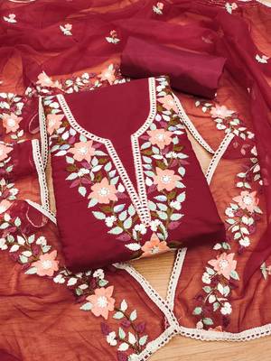 floral embroidery cotton unstitched dress material 1