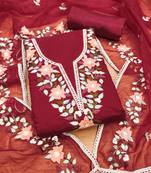 floral embroidery cotton unstitched dress material