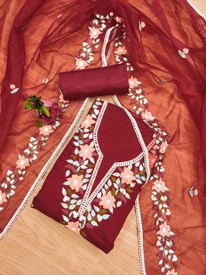 floral embroidery cotton unstitched dress material 2