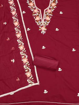 floral embroidery cotton unstitched dress material 3