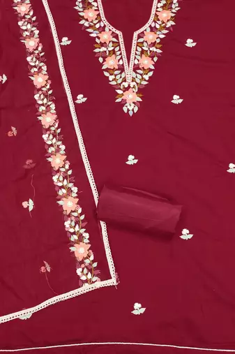 floral embroidery cotton unstitched dress material