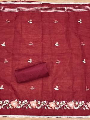 floral embroidery cotton unstitched dress material 4