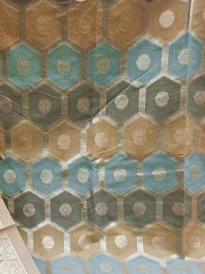 geometric woven design banarasi jacquard unstitched dress material 2