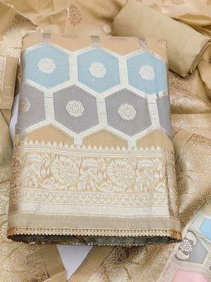 geometric woven design banarasi jacquard unstitched dress material 5
