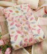 embellished linen semi-stitched dress material