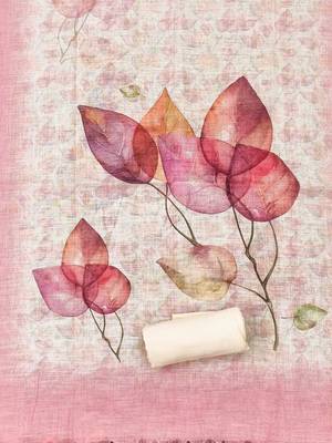 embellished linen semi-stitched dress material 4