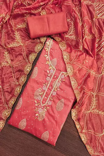 embellished unstitched dress material