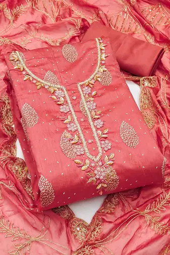 embellished unstitched dress material
