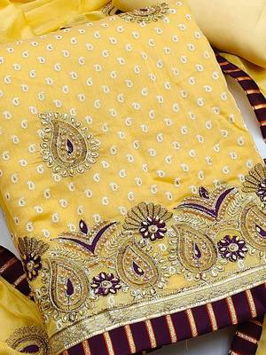 paisley embellished unstitched dress material 2