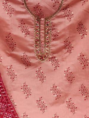 floral printed beads & stones unstitched dress material 4