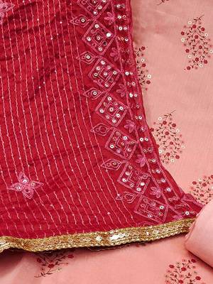 floral printed beads & stones unstitched dress material 5