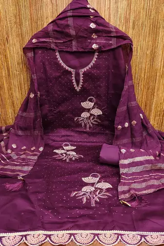 floral embroidered unstitched dress material