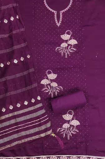 floral embroidered unstitched dress material