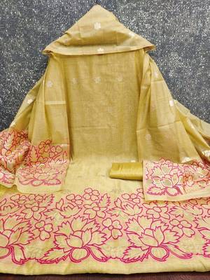 embroidered unstitched dress material 3