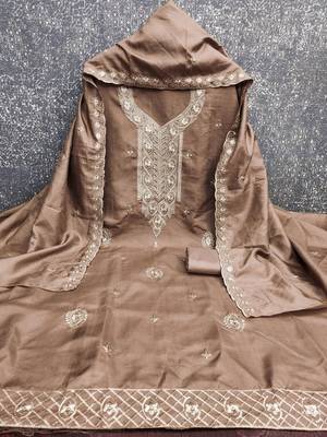 embroidered unstitched dress material 3