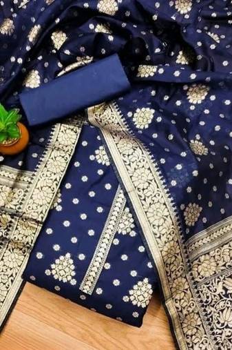 art silk unstitched dress material