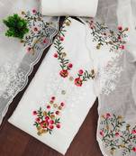 Women Cotton Blend Embroidered Dress Material