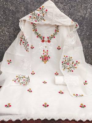 Women Cotton Blend Embroidered Dress Material 2