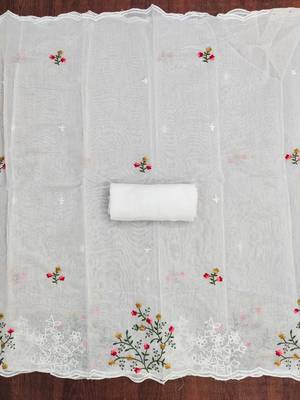 Women Cotton Blend Embroidered Dress Material 3