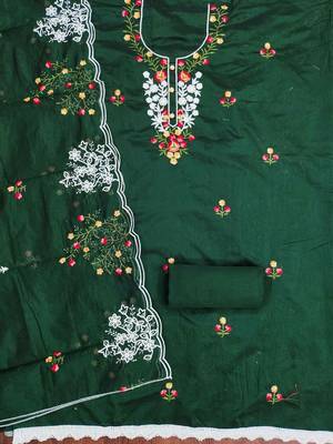 Women Cotton Blend Embroidered Dress Material 2