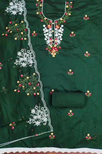 Women Cotton Blend Embroidered Dress Material