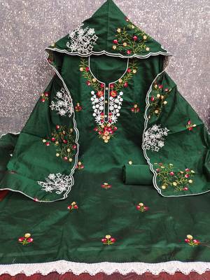 Women Cotton Blend Embroidered Dress Material 3