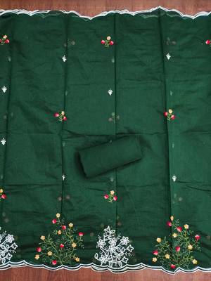 Women Cotton Blend Embroidered Dress Material 4