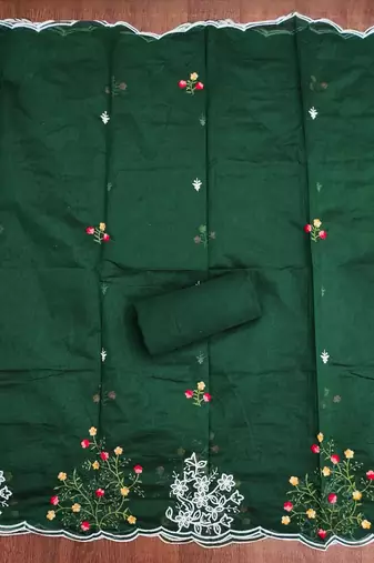 Women Cotton Blend Embroidered Dress Material