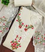 Women Cotton Blend Embroidered Dress Material