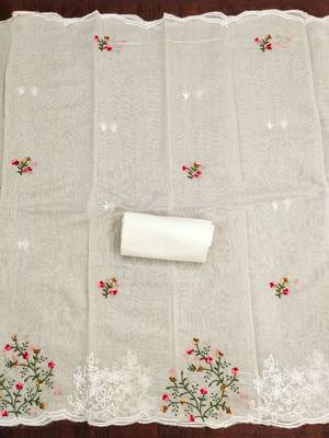Women Cotton Blend Embroidered Dress Material 4