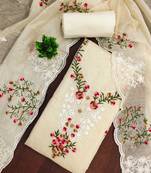 Women Cotton Blend Embroidered Dress Material