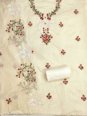 Women Cotton Blend Embroidered Dress Material 2