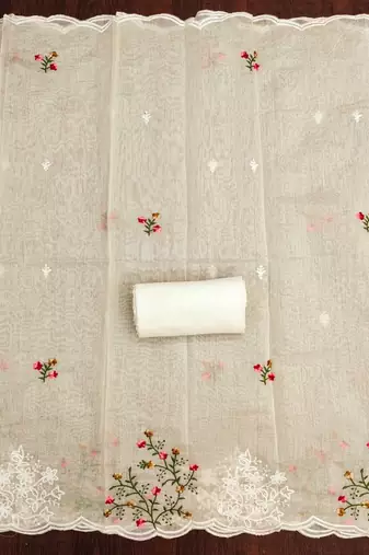 Women Cotton Blend Embroidered Dress Material