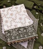 Women Silk Blend Embroidered Dress Material