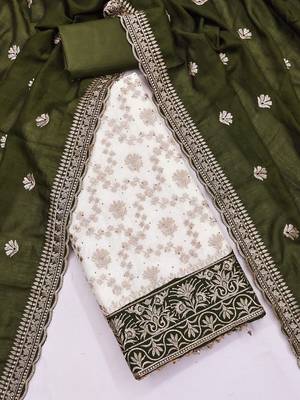 Women Silk Blend Embroidered Dress Material 2