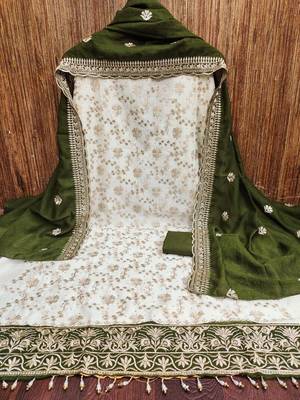 Women Silk Blend Embroidered Dress Material 3