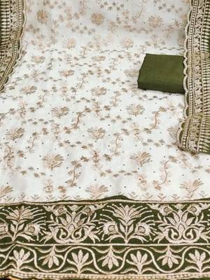 Women Silk Blend Embroidered Dress Material 4