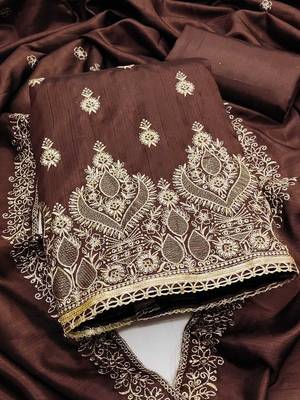 Jalpari Cotton Embroidered Unstitched Dress Material with Dupatta 1