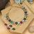 Vibrant gemstone multi color american diamond necklace set for elegant wedding guest wear