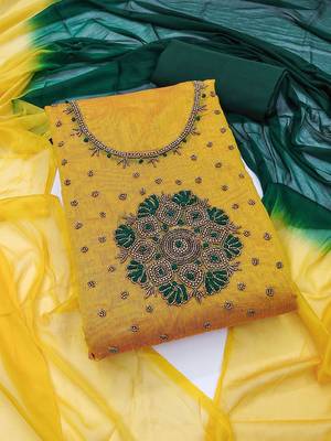 Embellished Unstitched Dress Material 2