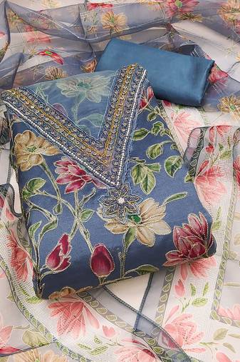 embroidered organza unstitched dress material
