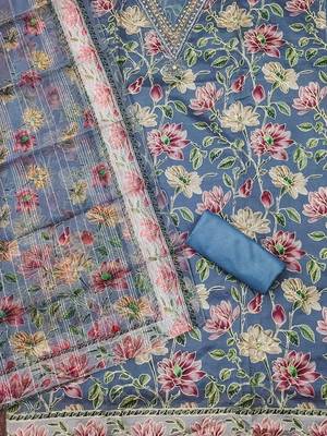 Embroidered Organza Unstitched Dress Material 2