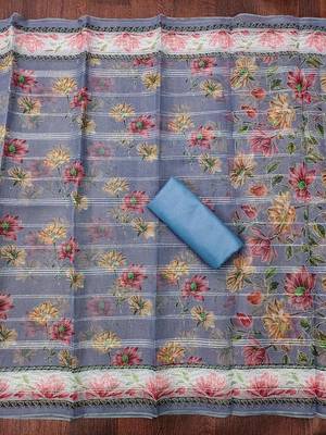Embroidered Organza Unstitched Dress Material 3